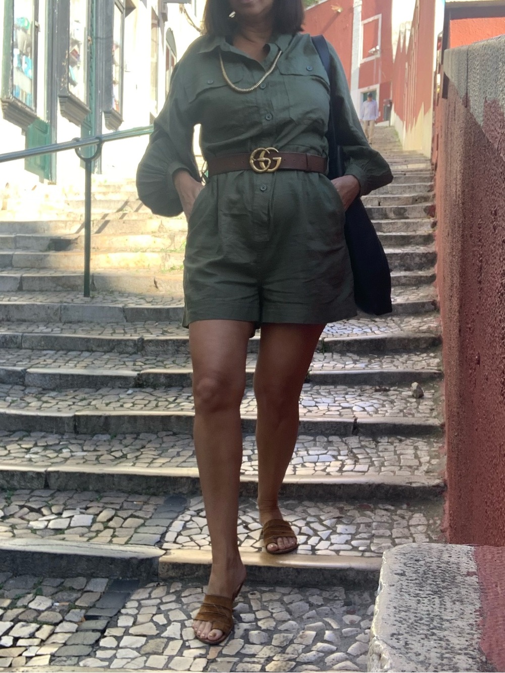 Olive Utility High-Waist Women’s romper